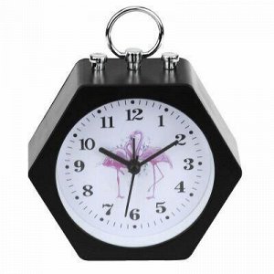 Часы-будильник "Фламинго" 11х10х4,5см, циферблат с деколью.