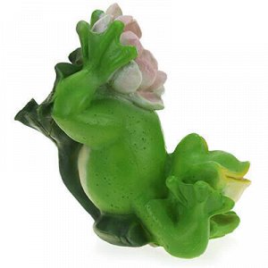 Скульптура-фигура для сада из полистоуна "Лягушонок с цветко