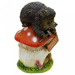Скульптура-фигура для сада из полистоуна "Ежик на грибе" 29х