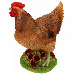 ТД Петровский Скульптура-фигура для сада из полистоуна &quot;Курица с цветком&quot;