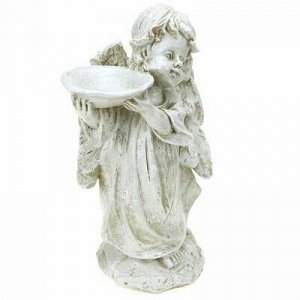 Скульптура-фигура поилка для сада из полистоуна "Ангел с чаш