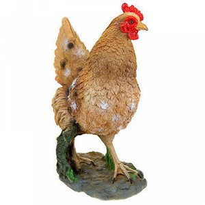 Скульптура-фигура для сада из полистоуна "Курица на камушке"