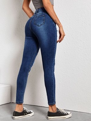 Облегающие рваные джинсы с карманом