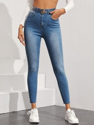 Облегающие джинсы без пояса