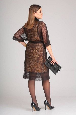 Кардиган, Платье / Viola Style 5483 коричневый
