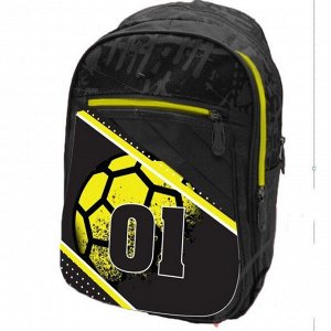 Рюкзак «Футбол», 28х16х43 см, 2 отдела на молниях, н/карман, чёрный