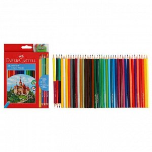 Карандаши 36 цветов Faber-Castell «Замок» шестигранный корпус + 3 двухцветных карандаша + чернографитный карандаш + точилка