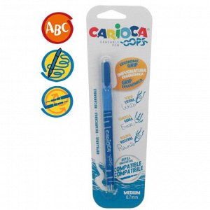 Ручка гелевая "пиши-стирай" Carioca "OOPS", синие чернила, резиновый держатель, узел 0,7 мм, блистер