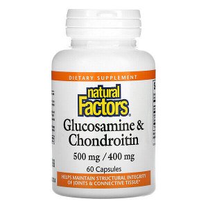 Natural Factors Глюкозамин 500 мг, хондроитин 400 мг, 60 капсул