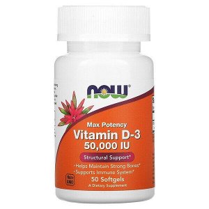 Now Foods, Max Potency Vitamin D-3, 50,000 IU, 50 Softgels