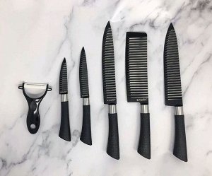 Набор кухонных ножей Zepter с топориком, 6 предметов, рифленые