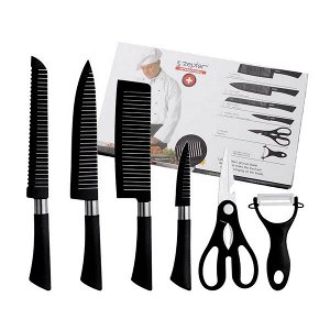 Набор кухонных ножей Zepter с топориком и ножницами, 6 предметов, рифленые
