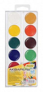 Краски акварельные в пластиковой коробочке 12 цветов