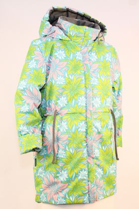 Хризантемы Современная куртка-плащ для девочек из непромокаемых и непродуваемых мембранных тканей DURAIN, которая позволяет дополнительно изолироваться от проявлений неблагоприятной погодной среды в х