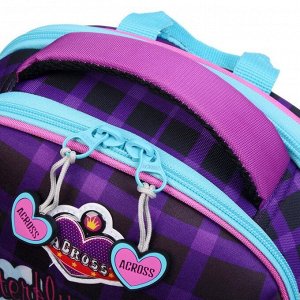 Рюкзак каркасный Across, 39 х 29 х 17 см, наполнение: мешок,пенал,брелок, "Бабочки", фиолетовый/розовый/чёрный/белый