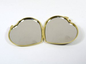 Складное зеркальце с накладкой из серафинита, сердце золотистое