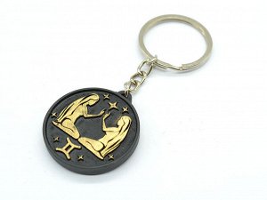 Брелок литой знак зодиака "Близнецы" черный. 35*35мм