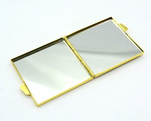 Зеркало карманное с накладкой из актинолита, квадратное, золотистое