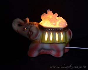 Солевая лампа "Слоненок розовый"270*120*155мм, свечение белое