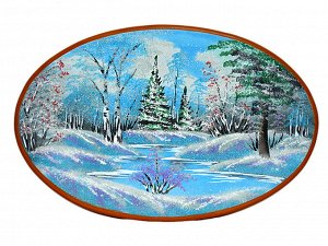 Картина с рисунком из камня зима "овал" 46,5*30,5см, 890г