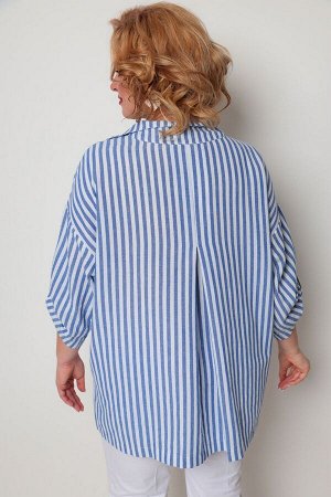 Блузка Рост: 164-170 см. Состав ткани: 100% хлопок Базовая женская блузка — идеальный вариант как для офиса, так и для прогулок. Блузка выполнена из натуральной ткани, двух разных цветов и фактур. Рук