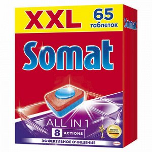 Таблетки для посудомоечных машин 65 шт. SOMAT "All-in-1", 2489254