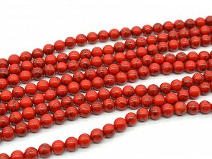 Бусины из кахолонга искусственного шарик 8мм, цв.красный, 38см, 48 бусин