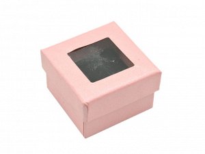 Коробочка для кольца с окошком 40*40*30мм цв.розовый