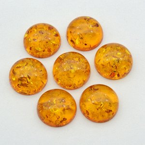 Кабошон из янтаря искусственного круг 15*15*6мм, коньячный