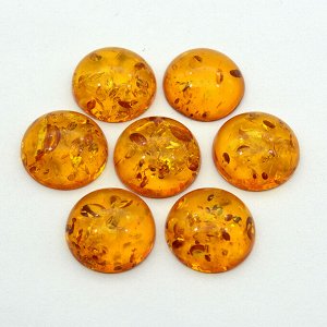 Кабошон из янтаря искусственного круг 20*20*8мм, коньячный