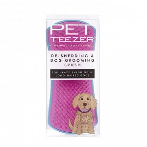 Расческа для животных (кошек и собак) Pet Teezer De-shedding & Dog Grooming Brush Blue & Pink