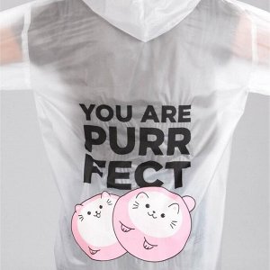 Дождевик-плащ You are purrfect, размер 42-46, 60 х 110 см, цвет белый