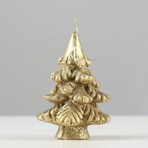 Свеча новогодняя "Ёлочка на пеньке", 7 см, золотая