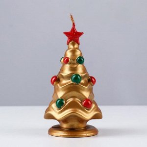 Свеча декоративная "Новогодняя ёлочка", 12х6,5х6,5 см, золото