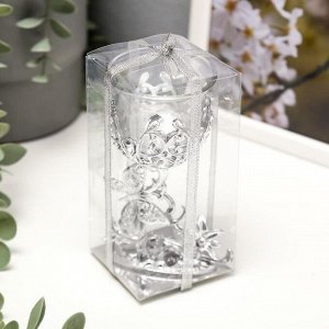 Подсвечник пластик, стекло "Бабочка" серебро 12х7,5х6 см