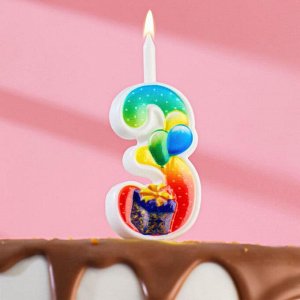 Свеча для торта цифра "Подарок"  3