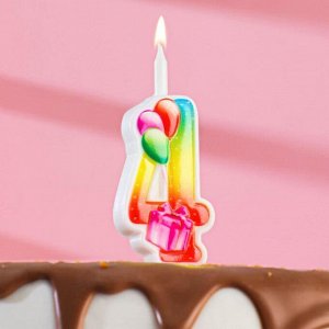 Свеча для торта цифра "Подарок", 12.2 см, цифра "4"