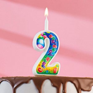 Свеча для торта цифра "День рождения", 12 см, цифра 2"
