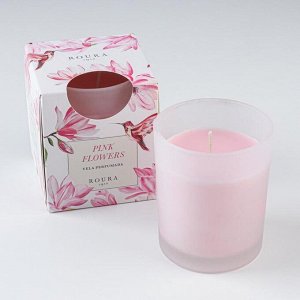 Свеча ароматическая в стакане ROURA "Розовые цветы", 8,5х7 см
