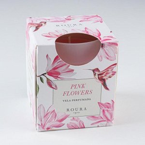 Свеча ароматическая в стакане "Розовые цветы", 8,5х7 см, 140 гр, воск