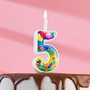 Свеча для торта цифра "День рождения", 12 см, цифра 5"