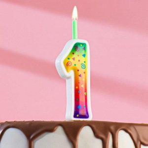 Свеча для торта цифра "Цветное пламя" "1"