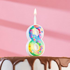 Свеча для торта цифра "День рождения", 12 см, цифра 8"