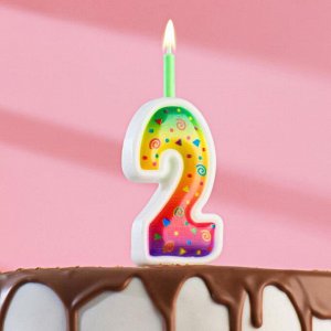 Свеча для торта цифра "Цветное пламя" "2"
