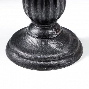 Подсвечник дерево на 1 свечу "Фердинанд" чёрный с серебристой патиной 17х10,5х10,5 см