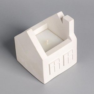 Свеча фигурная ароматическая в бетоне "Домик", белый