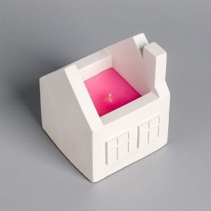 Свеча фигурная ароматическая в бетоне "Домик", розовый