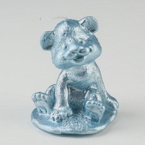 Свеча новогодняя "Символ года - Тигрёнок", 7.5 см, голубой металлик