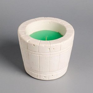 Свеча фигурная ароматическая в бетоне "Деревянное ведро", 8х6,5 см, зеленый, кедр и эвкалипт