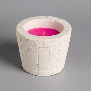Свеча фигурная ароматическая в бетоне "Деревянное ведро", 8х6,5 см, сиреневый, лаванда